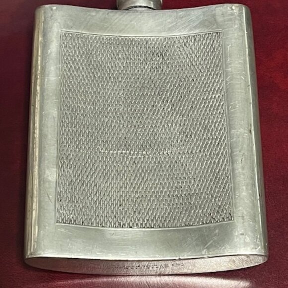 VTG Sheffield Rose English Pewter Hip 3 Oz. Drinking Curved Flask 3.25"x4.5" - Picture 14 of 15